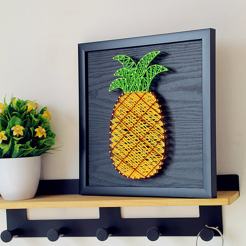 Pineapple nail winding painting diy material or finished product wool winding painting handmade decorative painting group building handmade