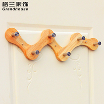 Simple creative adhesive hook solid wood hanger porch wall hanging door rear hook nail-free paste punching can be used