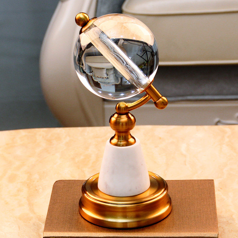 Crystal ball swing piece Globe Home Furnishing Nordic Style Watch And Watch Desktop Pendulum bookcase Wine Cabinet American Decorations
