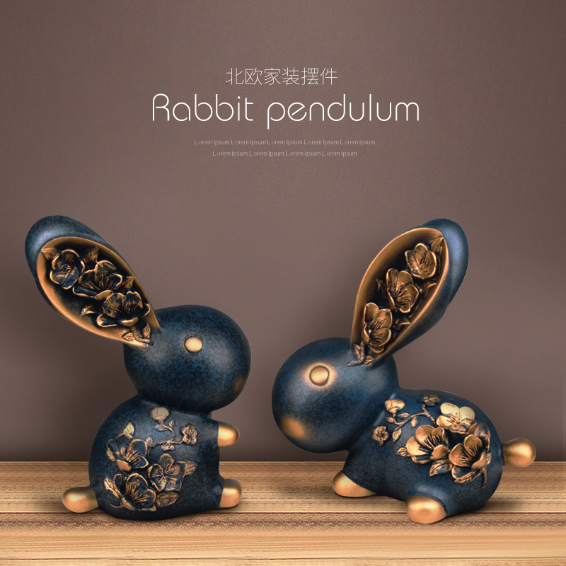 Modern Simple Home Decoration Light Luxury Rabbit Ornament Creative Wine Cabinet Entrance TV Cabinet Decoration Housewarming Gift