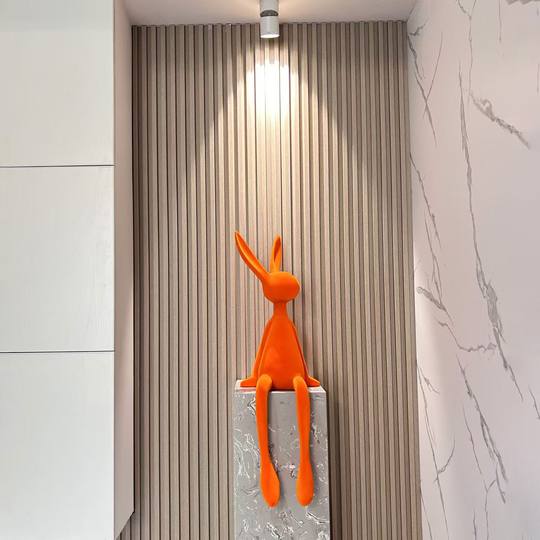 Klein flocado sentado internet celebridad adornos de conejo de alta gama sala de estar TV gabinete entrada vino gabinete decoraciones para el hogar