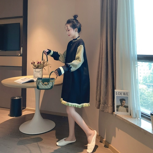 Длинное демисезонное зимнее шерстяное платье, средней длины, в корейском стиле, популярно в интернете, коллекция 2021