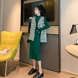 Жилет, комплект, юбка, осенняя мини-юбка, в западном стиле, коллекция 2021, свободный крой