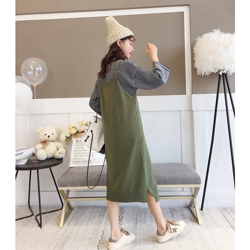 Комплект, свитер, длинное модное демисезонное платье, длина миди, популярно в интернете, 2018