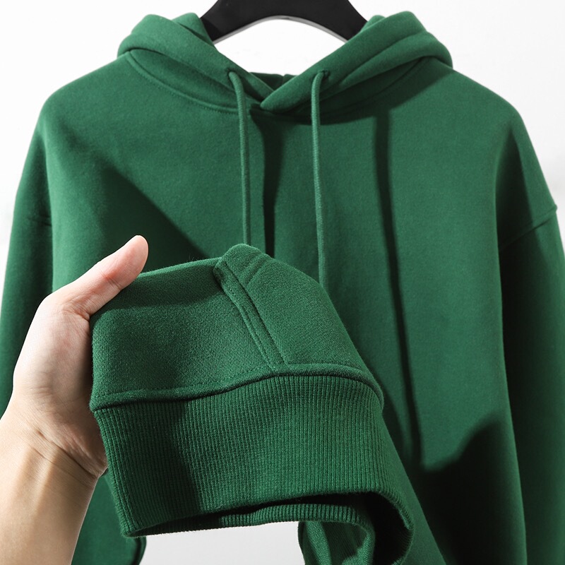 Whitening Forest Green 500g Heavyweight Pure Cotton Hooded Sweatshirt Autumn and Winter Unisex Trendy American Style Oversized Fleece Jacket