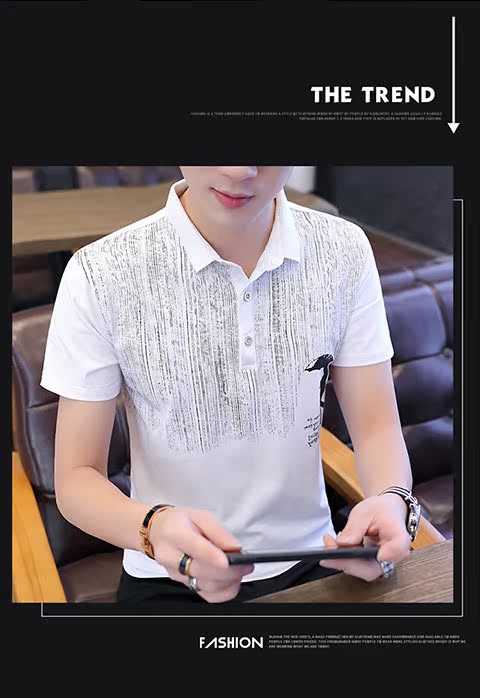 Áo thun nam tay ngắn mùa hè ve áo trẻ trung Một nửa tay áo Polo Xu hướng áo thun nam Áo thun sinh viên Hàn Quốc - Polo t shirt polo