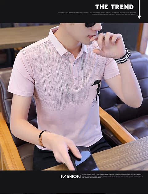 Áo thun nam tay ngắn mùa hè ve áo trẻ trung Một nửa tay áo Polo Xu hướng áo thun nam Áo thun sinh viên Hàn Quốc - Polo t shirt polo