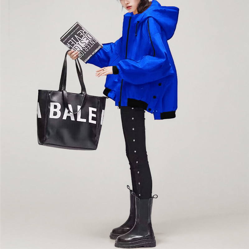 2025 Spring New Klein Blue Fashion Short Jacket for Women, Spring and Autumn Korean Style Loose Trendy Windbreaker for Petite Women