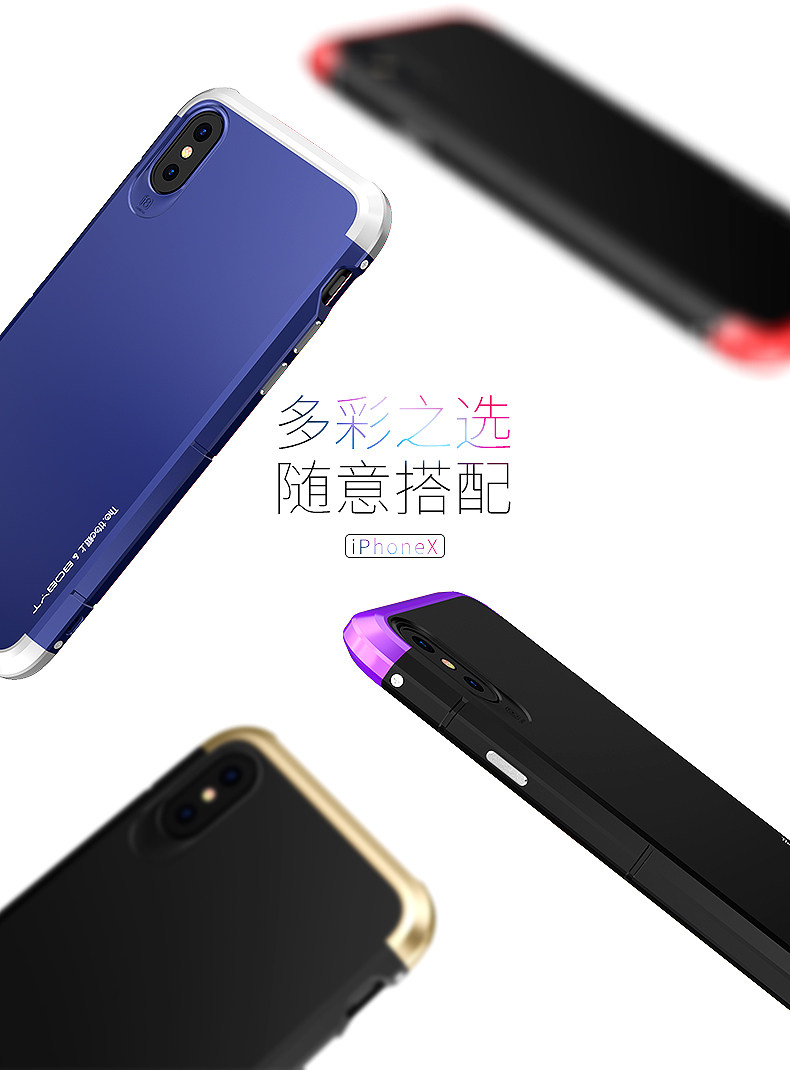 GINMIC Shield Aluminum Metal Frame Hard PC Back Cover Case for Apple iPhone X