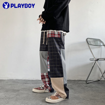 Flower Playboy Casual Pants Mens Spring Summer Straight Barrel Loose Broadlegged Pants Ancient With Vintage Pants High Street Ins Tide