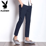 Playboy của Nam Giới Thường Quần Mùa Hè Chín Quần của Người Đàn Ông Slim Feet Mỏng Quần Nam Màu Rắn 9 Điểm Quần