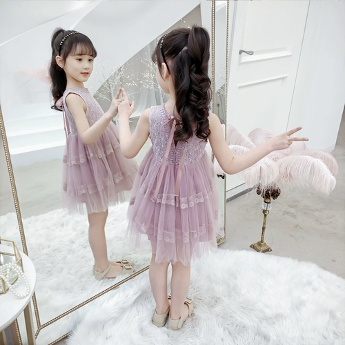 Летнее платье, кружевная юбка, наряд маленькой принцессы, в западном стиле, 2020, детская одежда, подходит для подростков