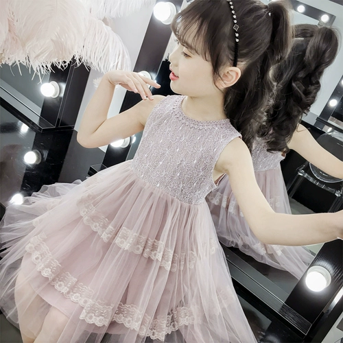 Летнее платье, кружевная юбка, наряд маленькой принцессы, в западном стиле, 2020, детская одежда, подходит для подростков