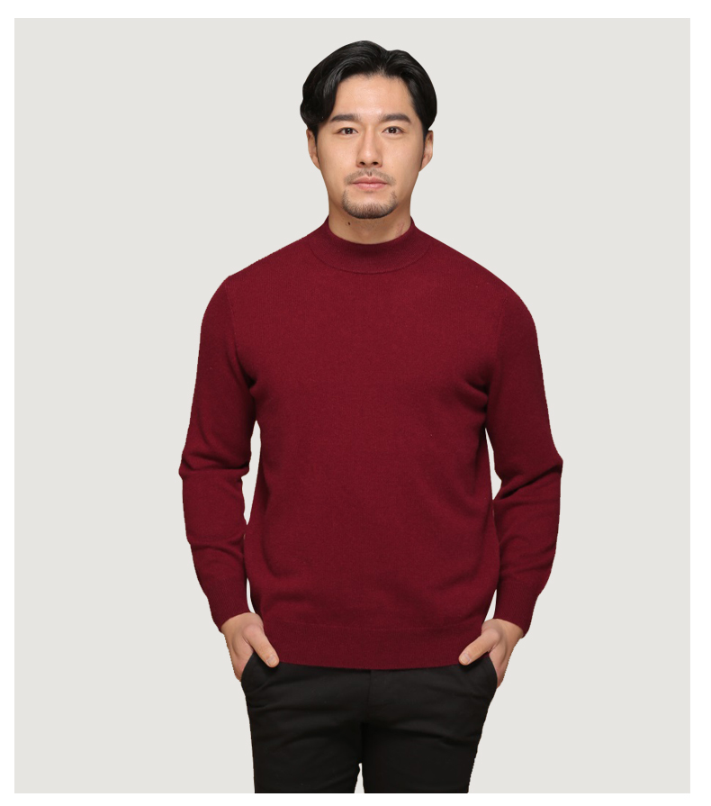 Hengyuanxiang cashmere áo len nam mùa thu và mùa đông dài tay áo len nam rắn màu nửa cao cổ áo áo thun áo len đáy áo