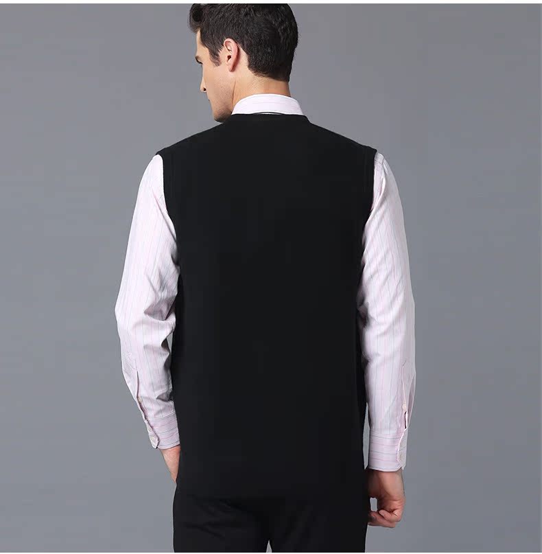 Hengyuanxiang mùa thu mới V-cổ len vest nam len len đan áo len tinh khiết áo len đỏ áo len nam