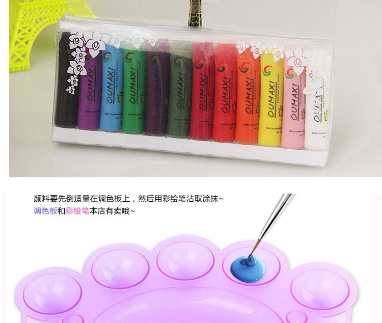 Dụng cụ làm móng tay Vật liệu sơn acrylic Một bông hoa sơn Nail Art Paint 12 màu 12ml Set - Công cụ Nail máy dũa móng tay