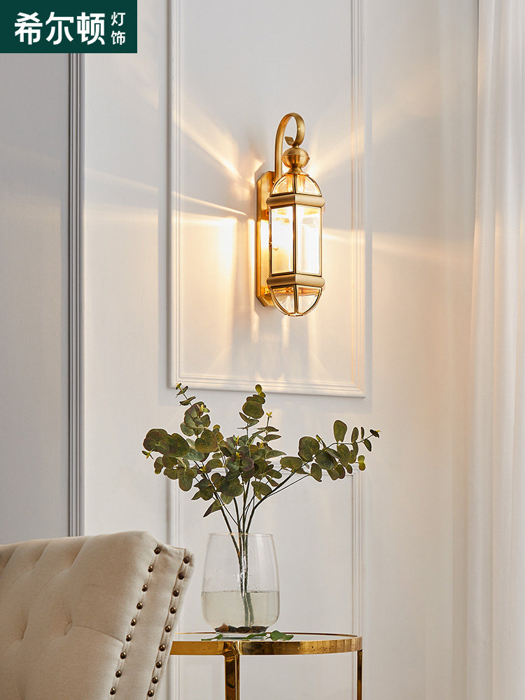 Hilton all copper American outdoor wall lamp outdoor balcony courtyard lamp wall lamp stair aisle retro waterproof lamp