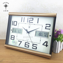 Polaris wall clock living room desk clock bedroom alarm clock office clock mute Calendar Calendar Calendar Calendar quartz clock temperature and humidity