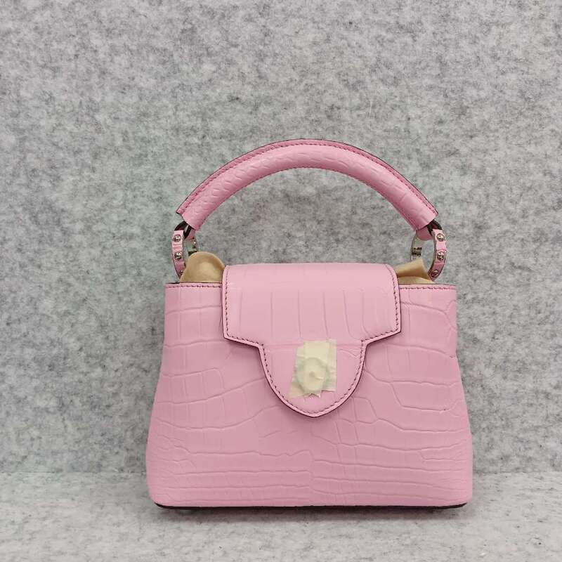 Rare Pinilo Matte Crocodile Leather Small Pink Women's Handbag, High-End Versatile Classic Women's Bag X Rare Pinilo Matte Crocodile Leather Small Pink Women's Handbag, High-End Versatile Classic Women's Bag X