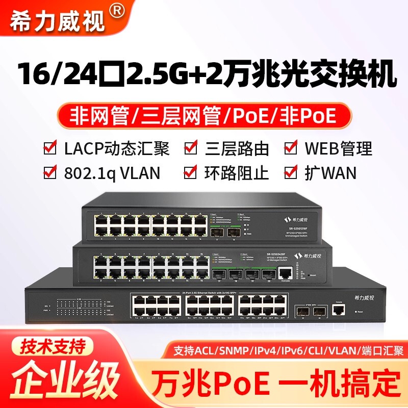 16-Port 24-Port 48-Port 2.5g 10g Optical 40g Managed Poe Switch Vlan Dynamic Lacp Aggregation Snmp