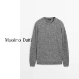 Весна новый продукт Massimodutti мужская одежда 2025 Новый повседневной простой простой стиль серый круглый свитер с длинным рукавом 00909397807