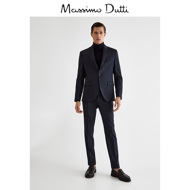 Massimo Dutti Men's Clothing Mall with the same style Body Style Wool Bicolor Yarn Business Suit Long Pants 00098159400