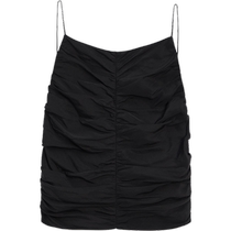 Summer new MassimoDutti2024 womens French minimalist style black gathered thin suspender sleeveless shirt top 05113400800