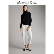 Massimo Dutti womens spring and summer plain wool silk sweater womens basic black turtleneck bottoming sweater 05600520800