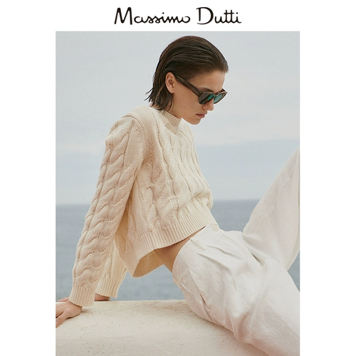 Massimo Dutti Женский 2023 весна и летний новый льняной смешивание с плиссированными рассыщенными брюками 05027704251