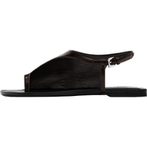 折扣季Massimo Dutti女鞋 2024夏季新款 棕色不对称平底凉鞋-LD 11706350700