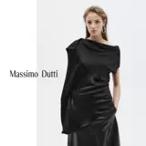 [Ограниченная серия] Новая осенне-зимняя женская атласная рубашка с короткими рукавами и наклонным воротником в минималистском стиле MassimoDutti2025 05722555800