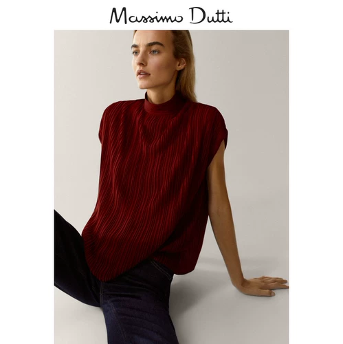 XJ Season-Massimo Dutti Women's Mall Mall Iome End Fasual's Plearted Top 06856665600