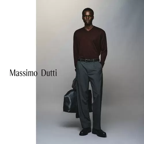 Осень и зима новая мужская одежда MassimoDutti 2025 года, новый простой однотонный внутренний базовый легкий и тонкий маленький свитер с V-образным вырезом и длинными рукавами 00990219606