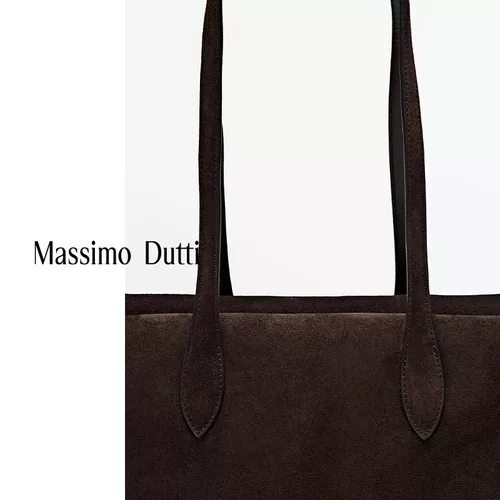 Весенне-летние новинки женских аксессуаров MassimoDutti2025, текстурированная коричневая замшевая сумка Cambridge в западном стиле, сумка на плечо, подмышки 06946645700