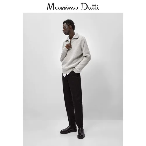 Massimo Dutti, шерстяной трикотажный свитер для отдыха с молнией, высокий воротник, на молнии