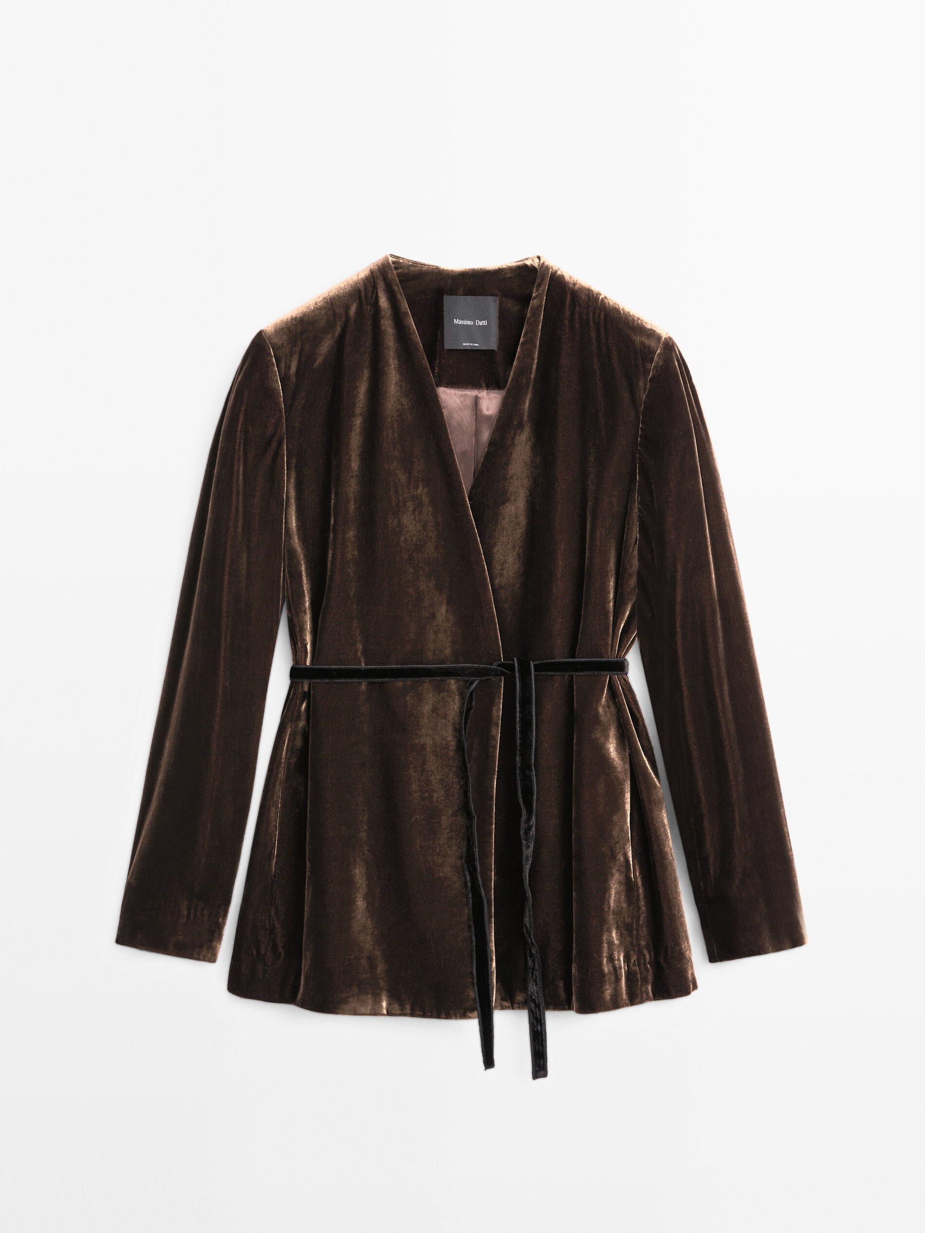 Новинка зимний осеннний MassimoDutti2025 женщины стиль старых денег ретро Коммутирующий стиль продвинутый смысл бархат кружево костюм пальто 06084755700 