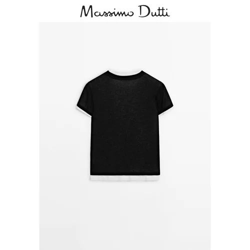 Massimo Dutti, летний универсальный хлопковый комплект, футболка, простой и элегантный дизайн