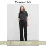 Massimo Dutti, демисезонные черные комфортные хлопковые штаны, 2023, свободный прямой крой