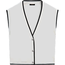 Early autumn new Massimo Dutti 2024 womens clothing Xiaoxiangfeng Laoqian air-cooled clean white noise V-neck knitted vest vest 05699510712