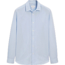 Autumn new MassimoDutti mens 2024 new casual urban commuting style blue striped lapel long-sleeved shirt 00165406406