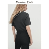 Massimo Dutti, демисезонные черные комфортные хлопковые штаны, 2023, свободный прямой крой