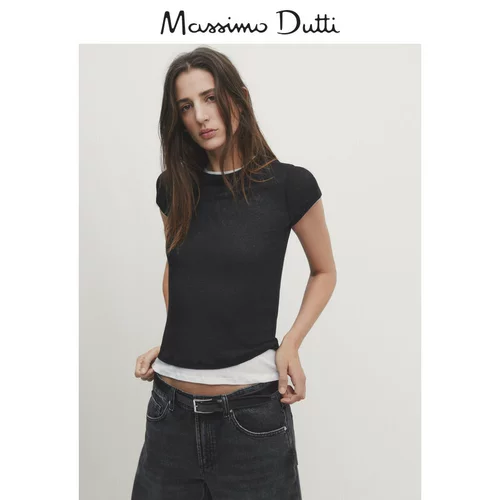 Massimo Dutti, летний универсальный хлопковый комплект, футболка, простой и элегантный дизайн