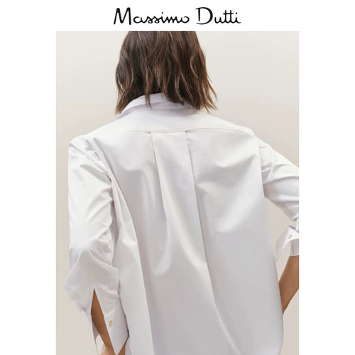 Весна и летняя скидка Massimo Dutti Женская карманная отделка Poplin Fasual Casual Top Dress 05153520250