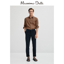 Massimo Dutti Men's Slim Fit Straight Tibetan Cotton Business Micro Elastic Pants 00002001401