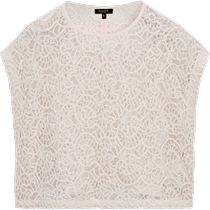 Autumn new MassimoDutti2024 womens cold white noise style French gentle raised lace shawl style T-shirt top 06204527712