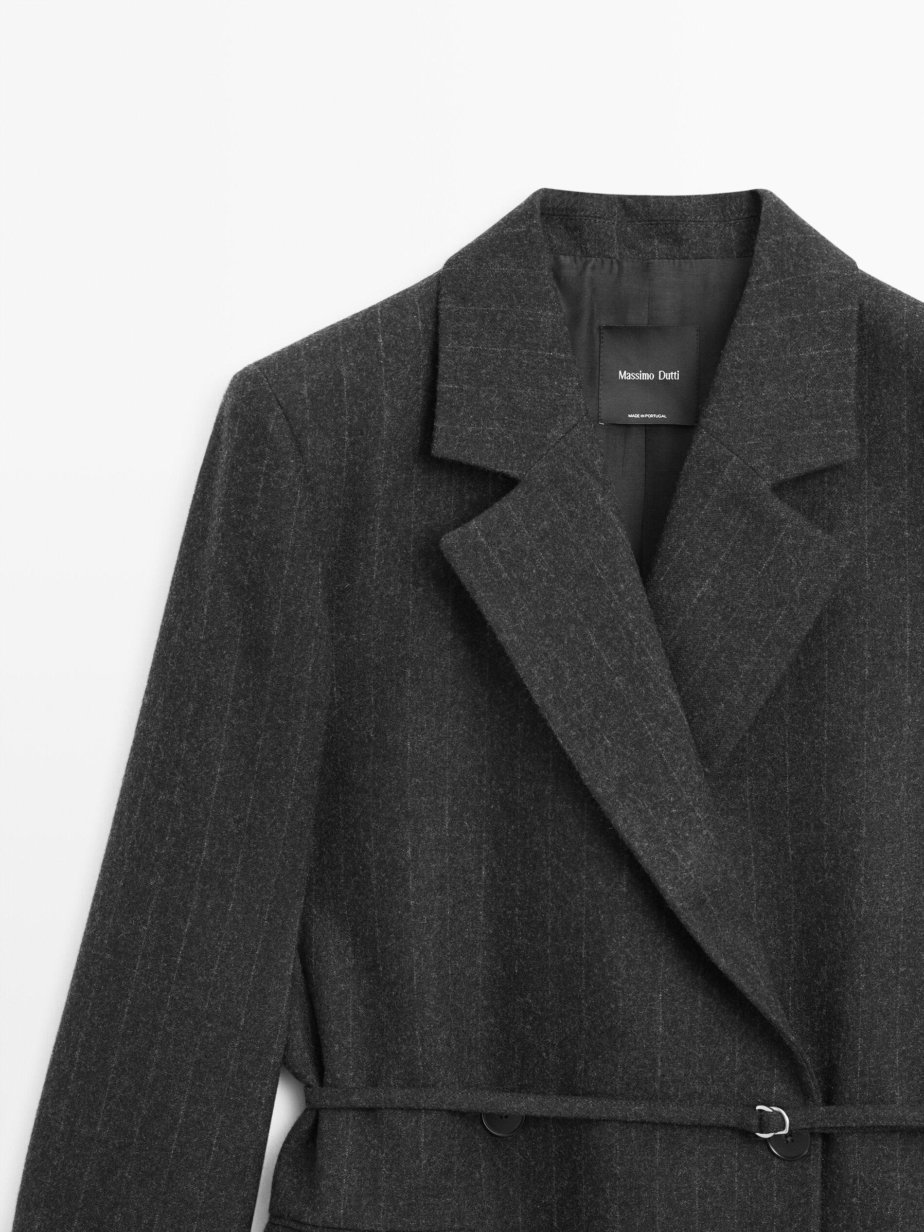 Новинка зимний осеннний MassimoDutti2025 женщины Свет и способный темперамент Коммутирующий стиль длинная модель кружево полоса костюм пальто 06054901802 