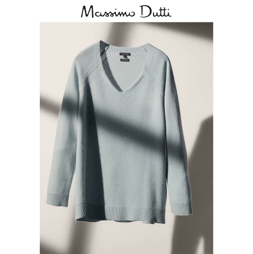 Massimo Dutti, демисезонный кашемировый высококачественный трикотажный свитер, 2020, V-образный вырез
