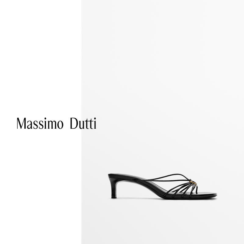 Massimo Dutti Women's Shoes 2026 Summer New Style Black French-Style Embellished Strap Stiletto High-Heeled Sandals 11619750800 Massimo Dutti Women's Shoes 2026 Summer New Style Black French-Style Embellished Strap Stiletto High-Heeled Sandals 11619750800