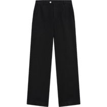 Summer new Massimo Dutti 2024 womens clothing casual slim and versatile black thin pure linen flared trousers 05076772800