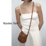 Весенне-летние новинки женских аксессуаров MassimoDutti2025, простая городская сумка через плечо в городском стиле из плетеной кожи наппа 06918604702
